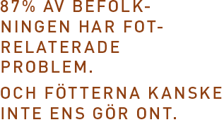 87% av befolkningen har fot-relaterade problem.